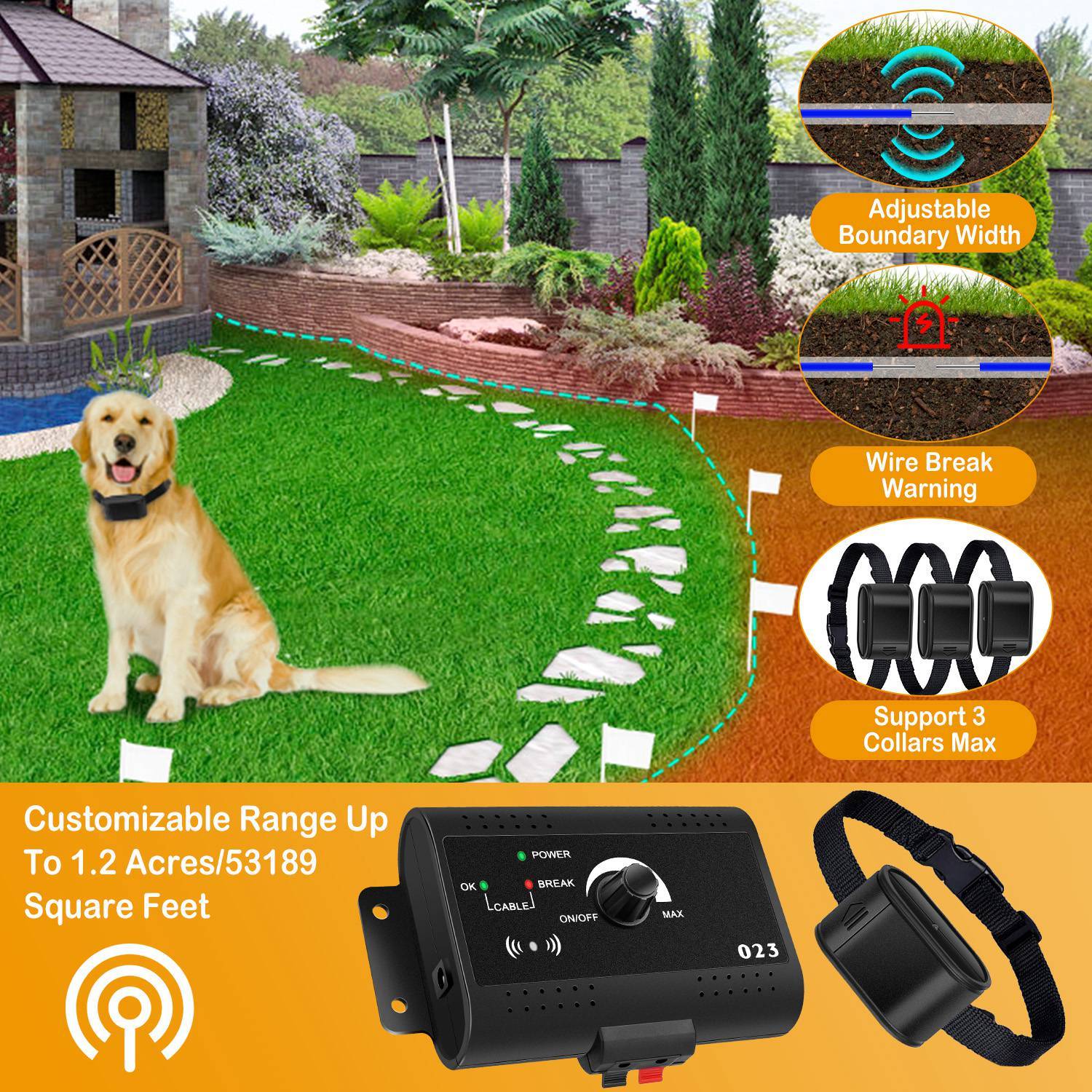 Electric Dog Fence System with Tone & Shock