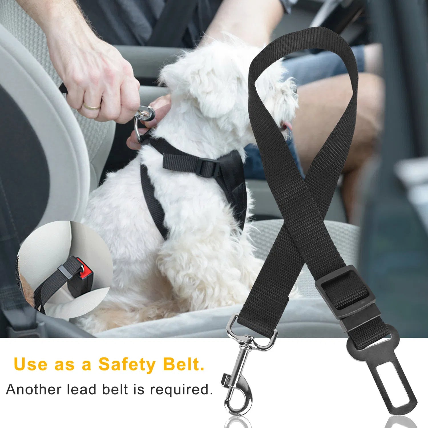 2Pcs Pet Dog Seat Belt Leash Adjustable