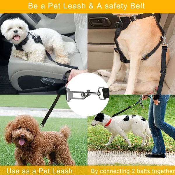 2Pcs Pet Dog Seat Belt Leash Adjustable